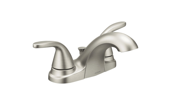 Moen Adler Brushed Nickel 2-Handle Lever 4 In. Centerset Bathroom Faucet with Pop-Up