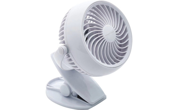 Denali Aire 4 In. Stepless Speed White Rechargeable USB Clip-On Fan