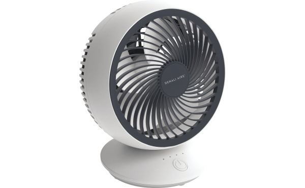 Denali Aire 6 In. 3-Speed White USB Rechargeable Oscillating Table Fan