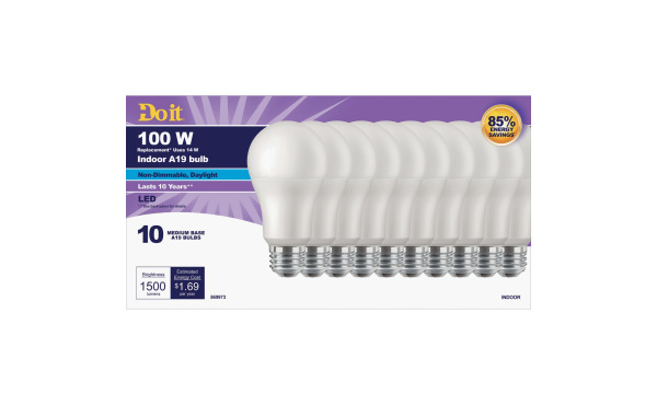 Do it 100W Equivalent Daylight/Soft Light A19 Medium LED Light Bulb (10-Pack)