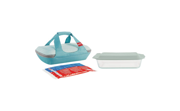 Pyrex Deep Portable Baking Dish with Sage Plastic Cover (4-Piece)
