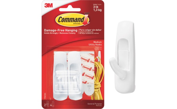 Command 7/8 In. x 3 In. Utility Adhesive Hook (2 Pack)