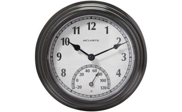 Acurite 8.5 In. Black Wall Clock/Thermometer