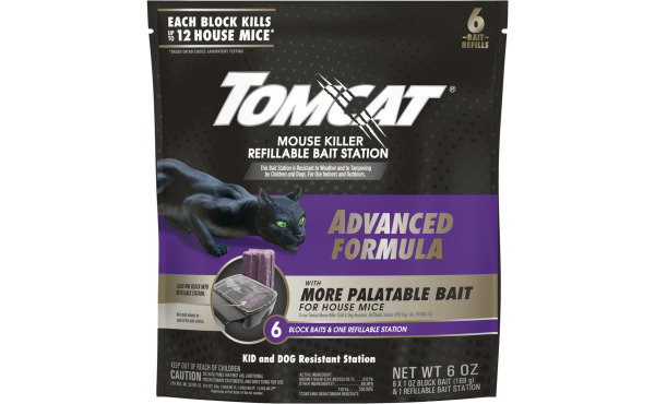Tomcat Advanced Formula Refillable Mouse Bait Station - 6 Blocks Baits & 1 Refillable Station