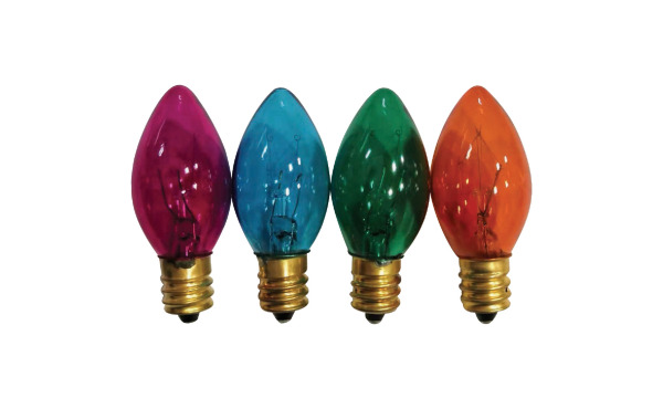 C7 Multi-Color Transparent 120V Replacement Light Bulb (4-Pack)